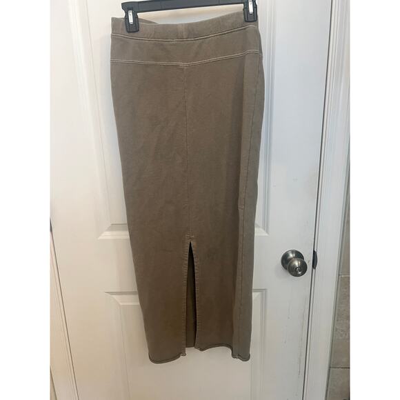 James Perse Maxi Skirt Elastic Waist Drawstrings Back Slit Sz 0 USA Made Cotton - Picture 2 of 10